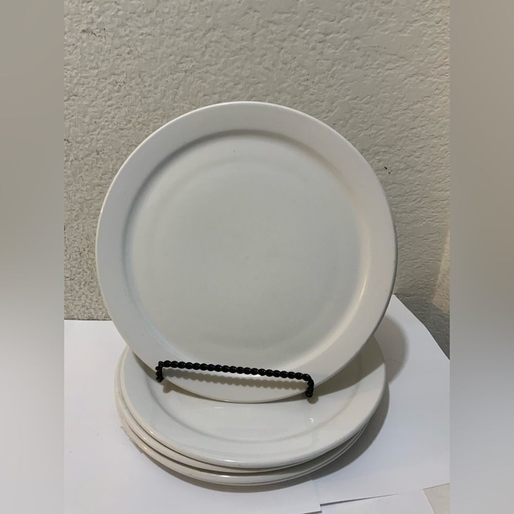 Syscoware Dinner Plates 10 .5” Set 5 Solid White Restaurant ware Vintage